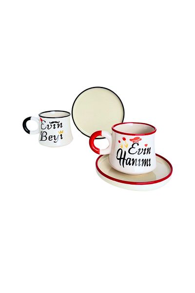 Gezdikçe Bilelim Housewife and Housewife Printed 2-piece Ceramic Boiler Set - Coffee Cup
