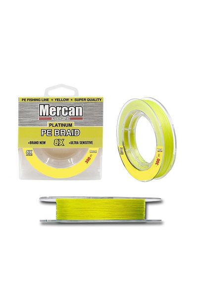 MERCAN MİSİNA Mercan Platinum Pe 8x Linie de pescuit cu bobină galbenă 300 M