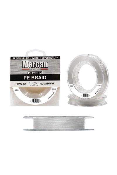 Mercan Pe Knitted Platinum X12 White Thread 300m Reel Fishing Line