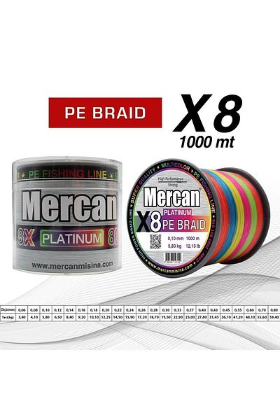 Mercan Platinum X8 Multicolor Pe Knit - 1000m Fish Tape