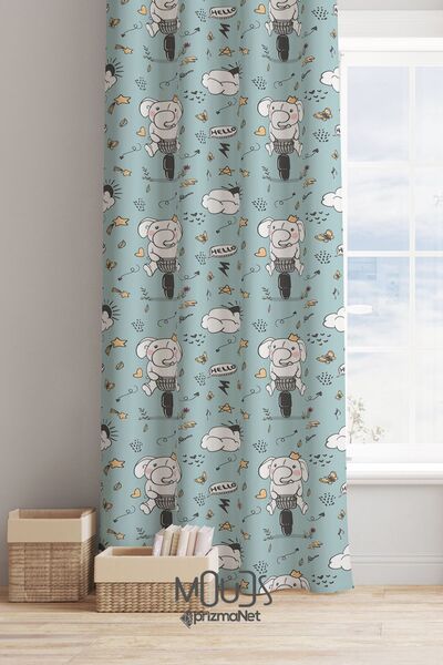 Moud's Фон-штора - для дитячої та дитячої кімнати з малюнком слона на велосип...