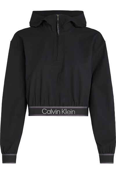 Calvin Klein Black Hooded Jacket - Half Zipper, Daily Use, with Brand Logo 0