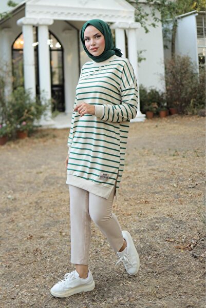 SHİROSA Γυναικείο τουνίκ με ρίγες χιτζάμπ - Δύο κλωστές