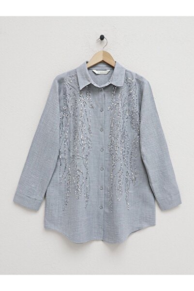 HİJABAYA قميص مطرز بالترتر بأزرار