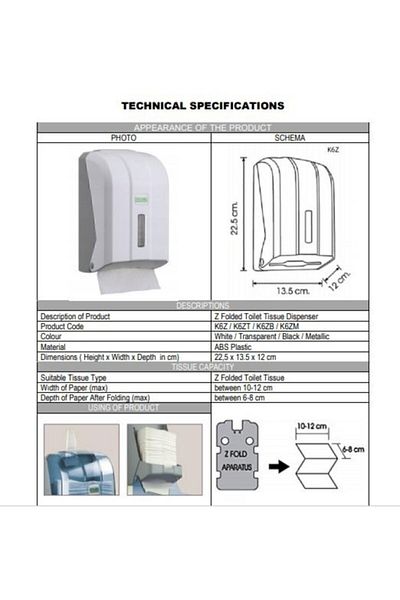 Vialli K6z Z Layer (ATTENCE: WC TOILET PAPER) Dispenser Mini Size White