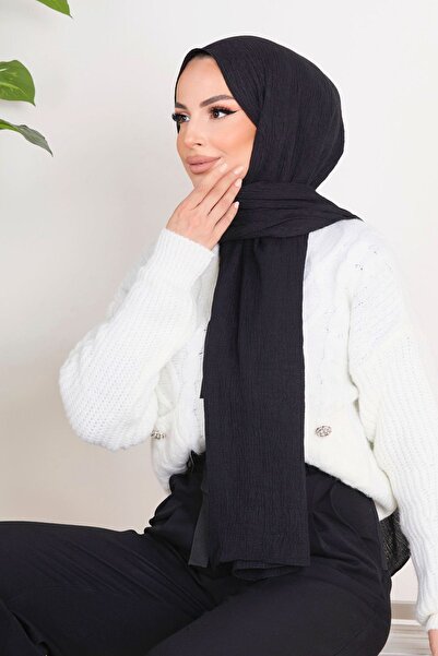 TOFİSA 23352-BLACK Soft Cotton Shawl