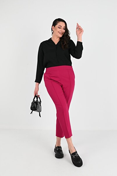 Koza Butik Παντελόνι plus size - Ροζ - Χαλαρή εφαρμογή