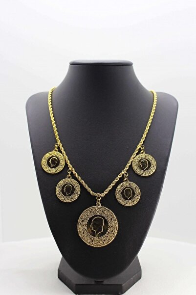 Day Bby02 Altın Kaplama Beşi Bir Yerde Kolye (halat Zincirli)