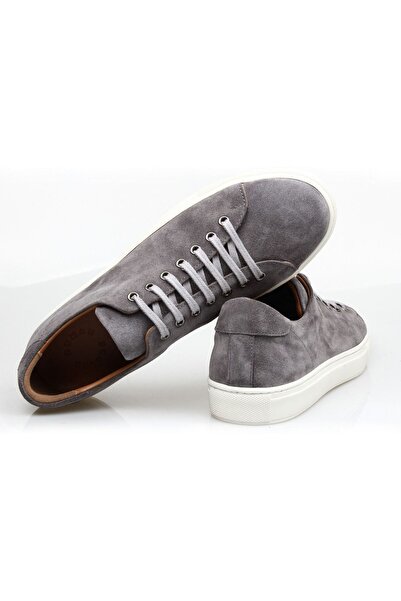 Butik Gray Color Lace-Up Genuine Leather Men's Shoes