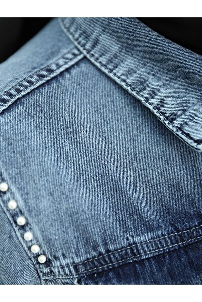 HİJABAYA Φόρεμα τζιν με κεντημένη πέτρα - γραβάτα στη μέση