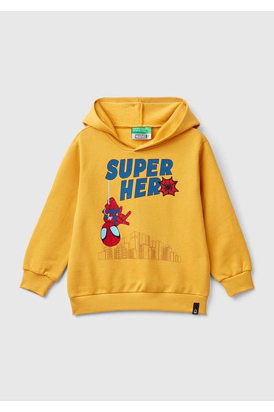 United Colors of Benetton Spiderman Printed Boys' Sweatshirt - Mustard Yellow, Logo Skirt