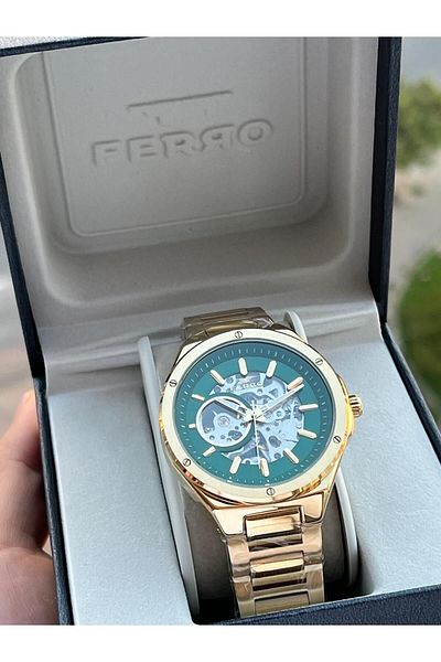FERRO 3 Atm Waterproof Automatic Movement Men's Wristwatch - 2 Years Warranty, Steel Band Ef.31443.B6