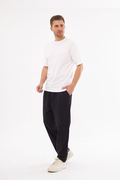 NASIFOĞLU GİYİM Black Linen Trousers - Comfortable Loose Fit, 100% Cotton, Cool-Keeping, Elastic Waist Men's Trousers