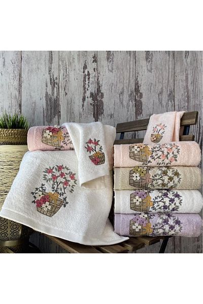 Çeyiz Diyarı Prosop de față din bambus brodat Tanya - 50x90 Cm