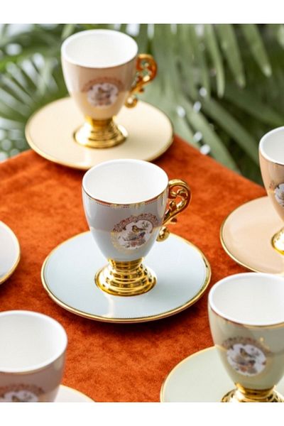 ACAR Marquise 6-Person Porcelain Coffee Cup Set - 90 ml