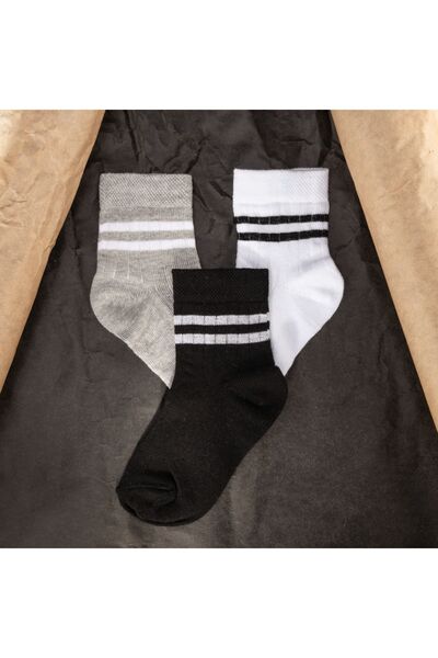 Novibaby 5'li Pamuklu Çocuk Kolej Soket Çorap Bebek Unisex Kız Kadın Erkek Okul Çorabı, Beyaz Siyah Pembe