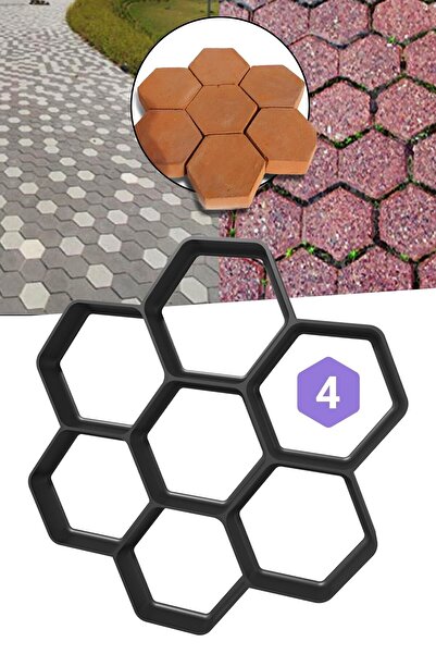 Taşmatik Zemin Kaplama Kalıbı Beton Tuğla Kalıbı Bahçe Parke Taş Kalıbı 46x46 Cm Altıgen Petek 4 Adet