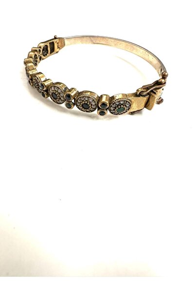 Aysesa Otantik Oniks Zümrüt ve Zirkon Taşlı Gümüş Bileklik 925 Ayar 20,48 Gram