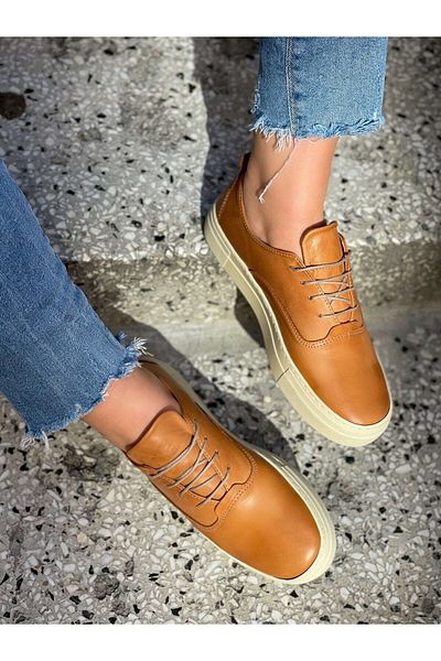 sovrana Genuine Leather Casual Shoes Tan