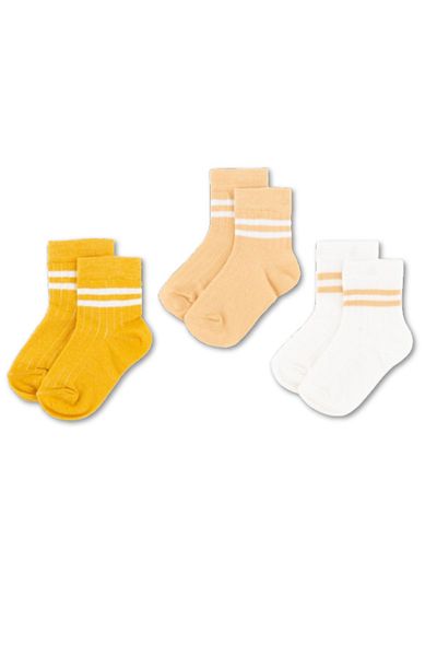 Novibaby 3-Piece Unisex Children's Socks - White, Black, Pink, Cotton School Socks