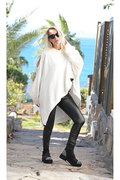 RE DESIGN Asimetrik Büzgülü Sweatshirt