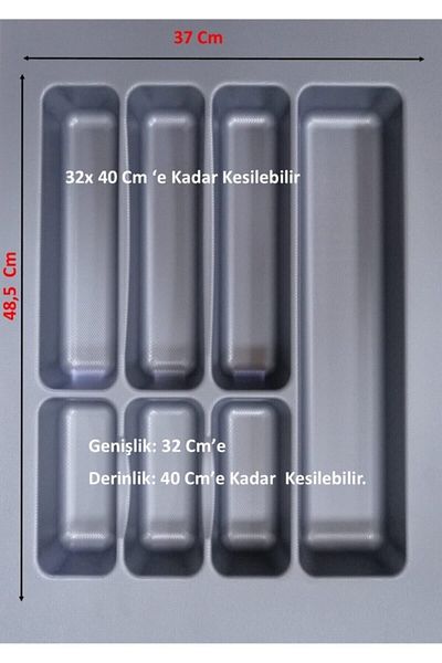 Ersa 37cm x 48,5cm Sertar gri - Bucătărie pentru tacâmuri, tăiat 32x40 cm