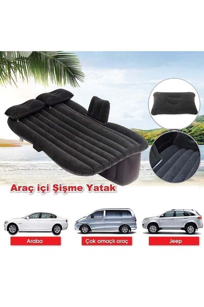 HAYATINIZI KOLAYLAŞTIRIN Shibo Şişme Araba Koltuğu Yatağı Siyah - Otomobil Arka Koltuk Için Şişme Yatak Pompa Hediyeli