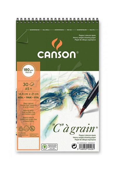 Canson CA Grain Album Light Grain Spiraled 180g 30 Sheets A5