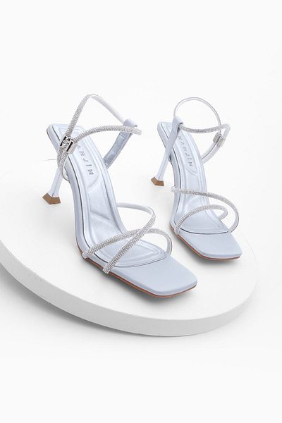 Marjin Damen Abendkleid Schuhe mit Absatz Celer Silber
