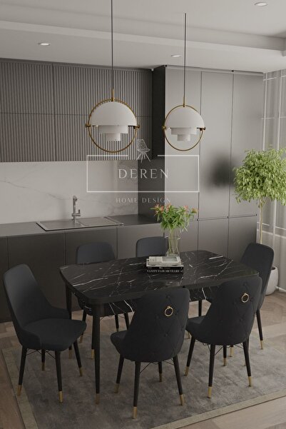 DEREN HOME Zen Gold Serisi Babyface kumaş 80x132 Açılabilir MDF masa mutfak s...