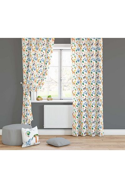 Lolla Dinosaurs Patterned Background Curtain 838