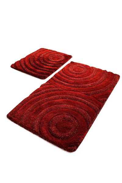 Chilai Home 60x100 cm και 50x60 cm κόκκινο ακρυλικό σετ χαλιών μπάνιου 2 - Πλένεται και αντιολισθητική βάση
