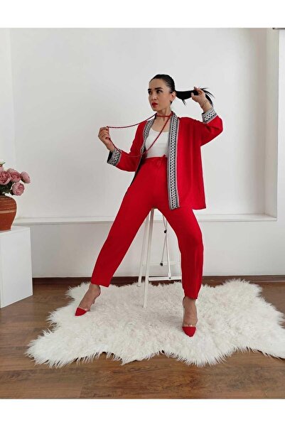 İpli Narrow Embroidered Kimono Set