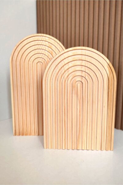 Mobawood Ahşap Gökkuşağı Oymalı 2'li Sunumluk, Dekor, Takı Standı 2 Büyük Boy 24x33 Cm.