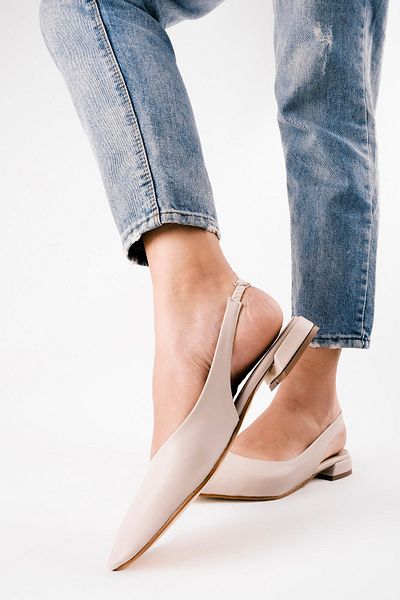 Lal Shoes & Bags Asley Women - Balerini cu vârf ascuțit și spate deschis-cremă