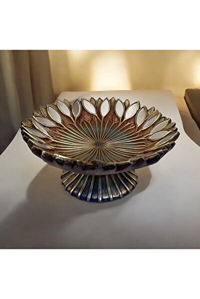 Gold home design Aynalı Ayaklı Cam Dekoratif Kase Kahverengi