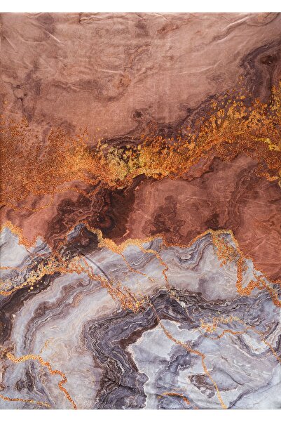 RENKLİBUTİK Modern Patterned Velvet Carpet Cover - Elastic and Non-Slip, Washable, 6 M2