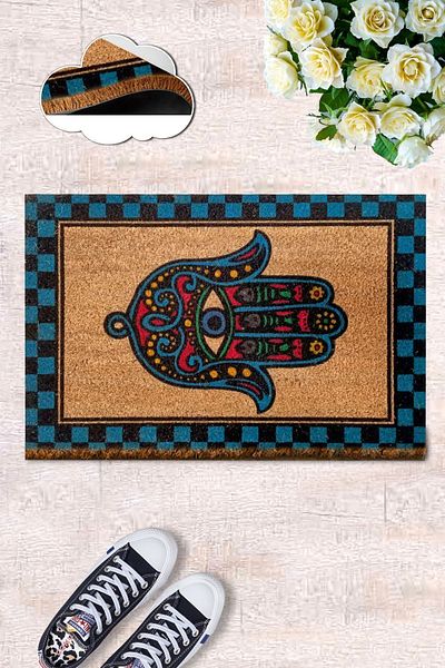 Chilai Home Covoraș Coco Hamsa Natural Koko, Covoraș pentru ușă cu peri de 40x60 cm