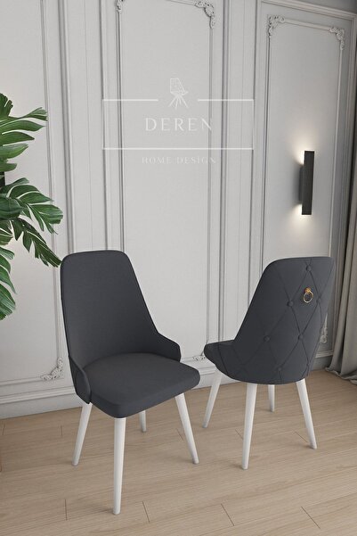 DEREN HOME Fier Serisi 6 Adet Füme Sandalye Mutfak ve Salon Sandalyesi