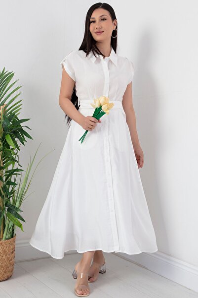 PULLIMM Belted Buttoned Dress NY4306