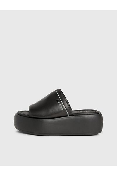 Calvin Klein Women's Brand Logo Platform Heels Soft Nappa Leather Upper With Rubber Sole Comfortable Insole S