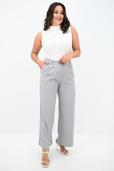 Koza Butik Women's High Waist and Wide Leg Trousers 6299-25