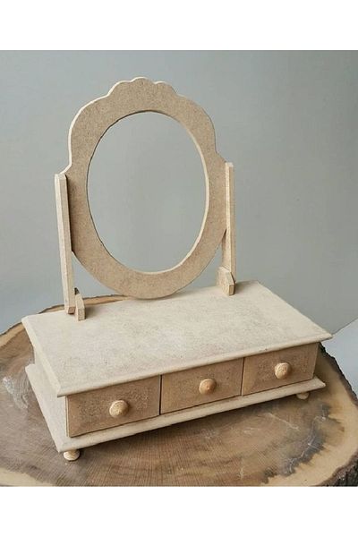 Altınyapı Hobi Market 4 Raw Mdf Unpainted Necklace - Ring Makeup Box, Multi-Purpose