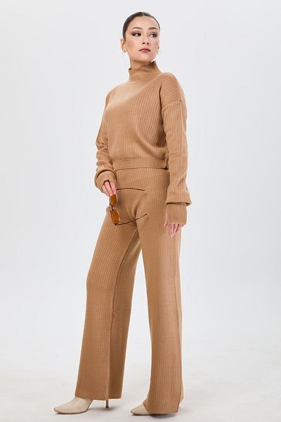 TOFİSA Women's Mink Knitwear Set - Plain Half Turtleneck - 24172
