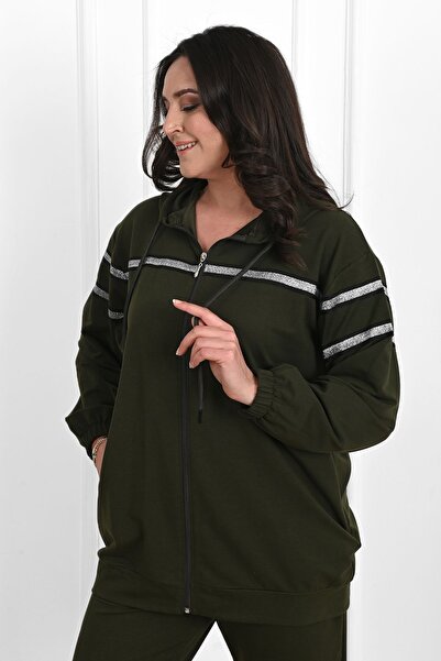 Koza Butik Γυναικείο Σετ Φούτερ με λεπτομέρειες μεγάλου μεγέθους 3671-23