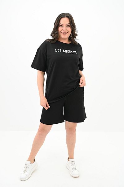Koza Butik Σετ γυναικείο σορτς Plus Size - εμπριμέ, 8122-25