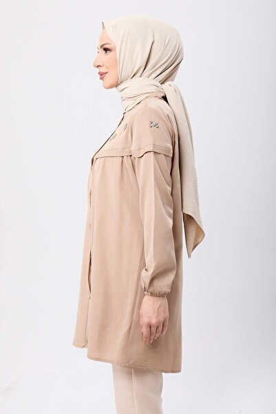 TOFİSA 10766-Beige Tunic