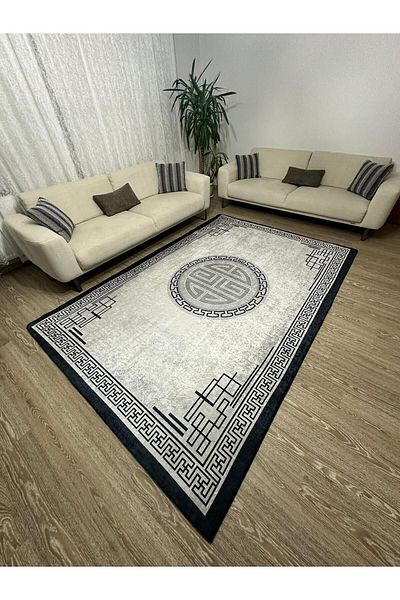 MODKLAS Compass Digital Printed Spongeless Carpet Cover - Elastic and Washable - 6m2 200x300 Cm