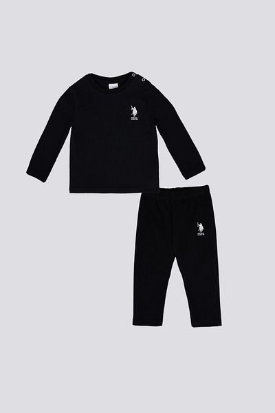 U.S. Polo Assn. Baby Boy Long Sleeve 2 Piece Set - Black