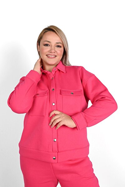 Koza Butik Γυναικείο Σετ αθλητικής φόρμας Polo γιακά μεγάλου μεγέθους 8045-24